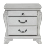 Off-White Nightstand with 3 Drawers, Velvet Lining & Durable Wood Frame - 28.90 x 17.99 x 24.02