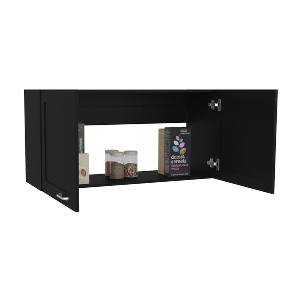 English Elm Zurich Black Wengue Wall Cabinet Double Door 39" Wide, One Shelf—Sleek Kitchen & Utility Storage B070P337093
