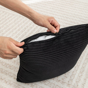 English Elm Floor bean bag chair corduroy lounger with removable washable cover, cozy adult & kid seating for home relaxation Black W1170P337429