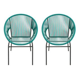 English Elm Christopher Knight Home® - NUSA Modern Outdoor Wicker Club Chairs Set of 2 with Durable PE Rattan Weave and Sleek Iron Frame Teal N775P198603T