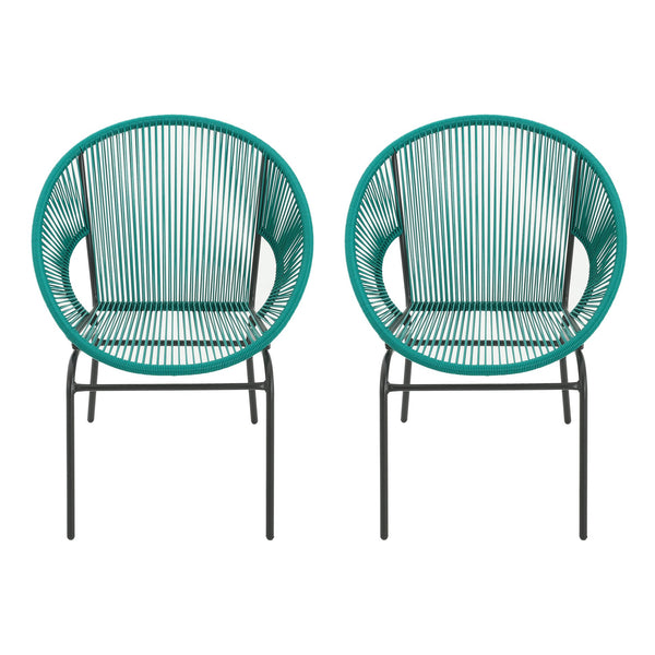 English Elm Christopher Knight Home® - NUSA Modern Outdoor Wicker Club Chairs Set of 2 with Durable PE Rattan Weave and Sleek Iron Frame Teal N775P198603T