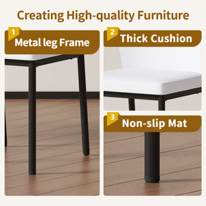 English Elm Luxury Modern Dining Chair Set Of 6 - White Pu With Black Metal Legs, Ergonomic Comfort & Style W1151P282703