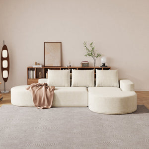 English Elm Modern Curved Sectional Sofa - Chenille Upholstered L-Shaped Couch With Pillows For Living Room Comfort W834S00451