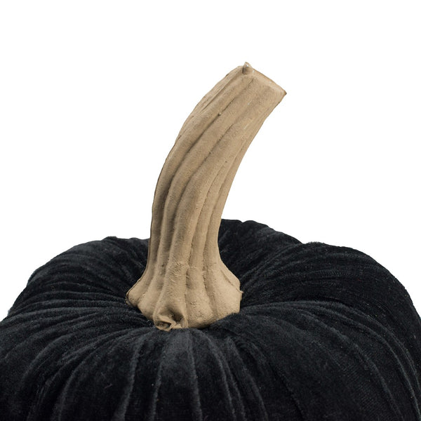English Elm Set Of 2, 9.5" Black Velvet Pumpkins - Elegant Fall Decor For Halloween And Autumn Displays! W2078P237261-GIGA