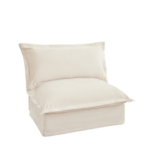 English Elm Koala Armless Chenille Sofa Deep Seat Wraparound Pillows for Modern Living Rooms Cream W3041P240116