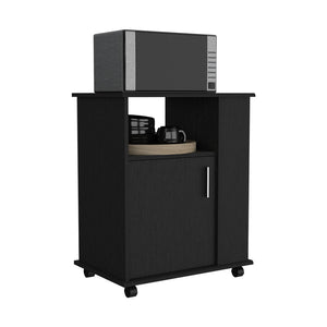 English Elm Lower Microwave Pantry 29" H Single Door Cabinet with Open Shelf, Side Storage, Durable Engineered Wood Black 30.31 L x 22.04 W x 5.71 H B097133102