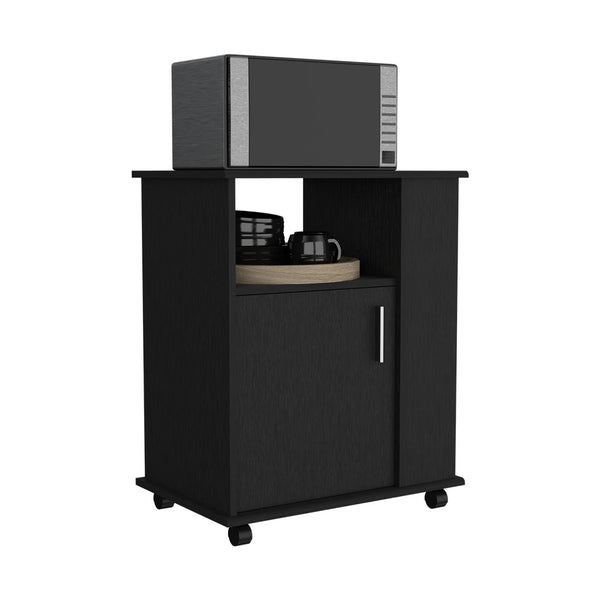 English Elm Lower Microwave Pantry 29" H Single Door Cabinet with Open Shelf, Side Storage, Durable Engineered Wood Black 30.31 L x 22.04 W x 5.71 H B097133102