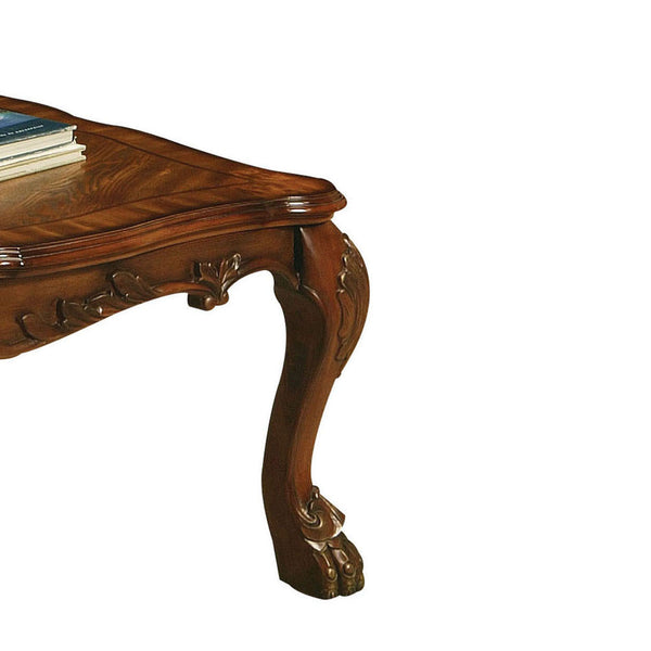 English Elm Cherry Oak Coffee Table - Vintage Elegance With Claw Legs, Scalloped Design & Durable Finish B062P209069