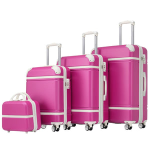 English Elm Hardshell Abs Spinner Luggage Set Four Piece Expandable Tsa Lock Travel Suitcases Pink N732P170218H