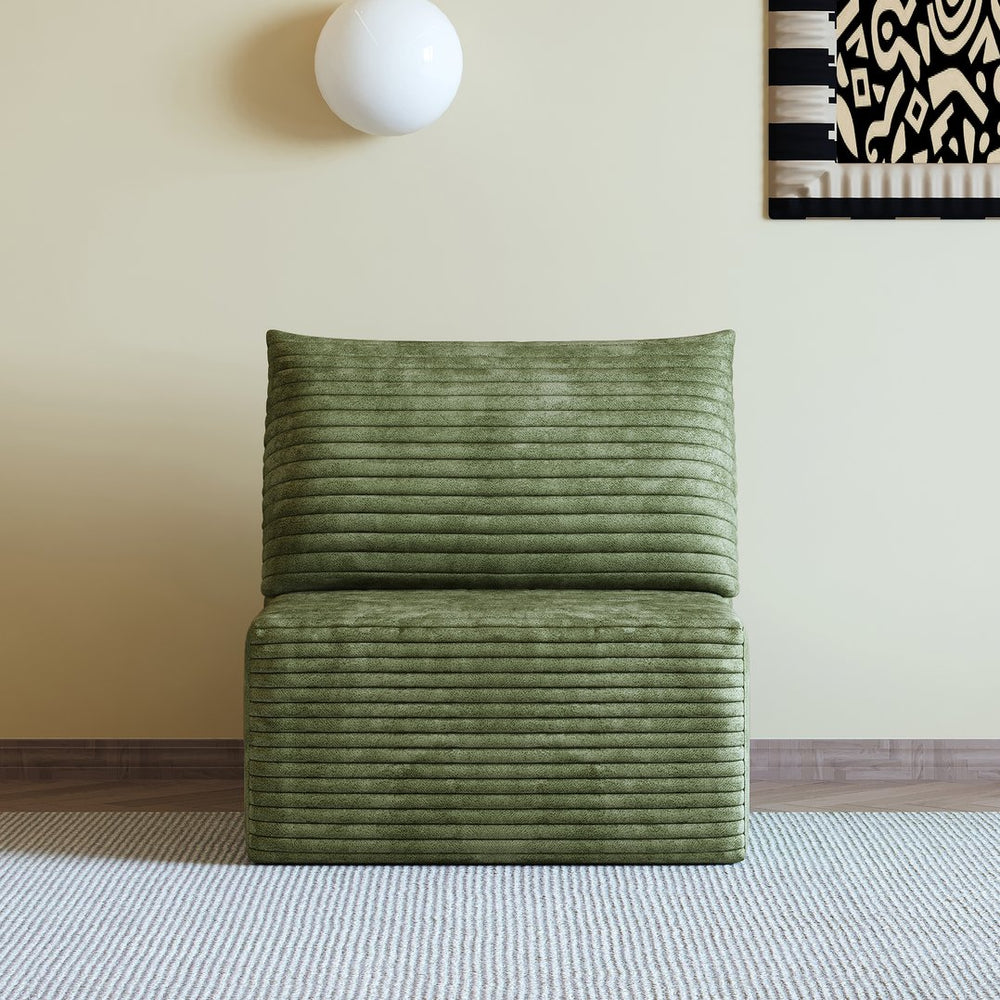 English Elm Y119-1S-WHITE Plush Corduroy Modular Sectional Sofa with Chaise, No Assembly, Cloud-Like Comfort and Style Green W2824P338985