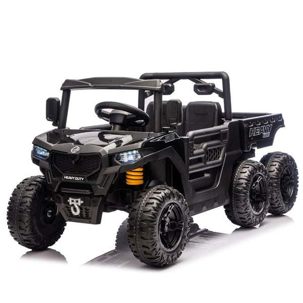 English Elm 24v 400w Six Wheel Kids Electric Dump Truck 4wd Remote Control Ride on Toy Black W1578P353176