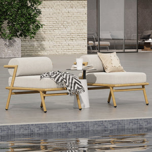 English Elm Christopher Knight Home® - La Fiora Teak-Finish Iron Club Chair Set of 2 with Off-White Outdoor Cushions, Weather-Resistant Luxe Seating N775P247389T