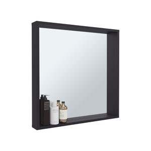 English Elm Dakota Wall-Mounted Medicine Cabinet with Mirror and Shelves, Black Engineered Wood Organizer B200P362002