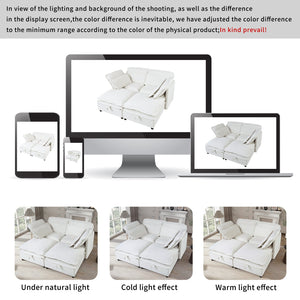 English Elm U_Style Modular Double-Layer 4-Seater Sofa with Hidden Storage, Removable Covers, Foam Comfort Beige WY000422AAA