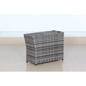 English Elm Shick Grey Mix Wicker Outdoor Side Table with Oversized Plush Cushion Support & Durable Cup Surface B120P205372