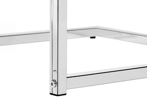 English Elm Accent Table, C-Shaped Modern Design With Black Laminate Top And Chrome Base For Compact Spaces B2710P219379