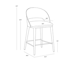 Sunpan Dezirae Barstool - Stylish Curved Back Design with Genuine Leather Seat and Unique Craftsmanship Black / Cognac Leather
