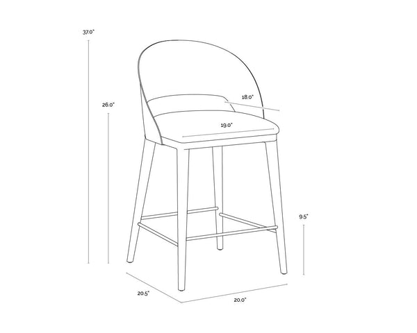 Sunpan Dezirae Barstool - Stylish Curved Back Design with Genuine Leather Seat and Unique Craftsmanship Black / Cognac Leather