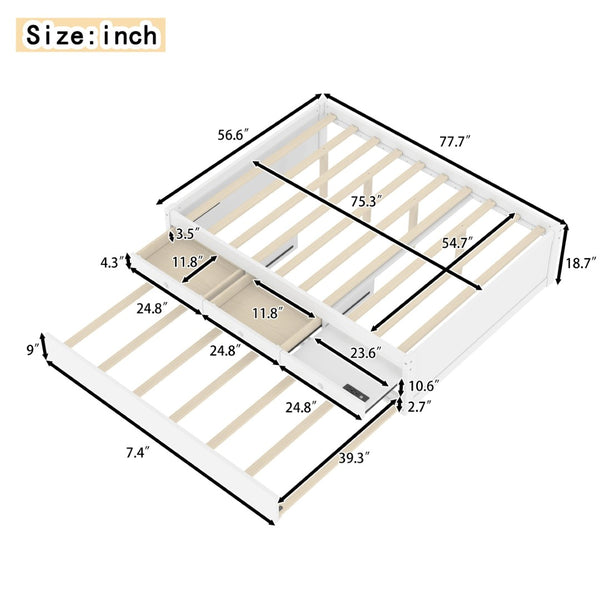 English Elm Twin Triple Metal Bunk Bed Matte Powder Coated Frame with Full Safety Guardrails W1580S00387