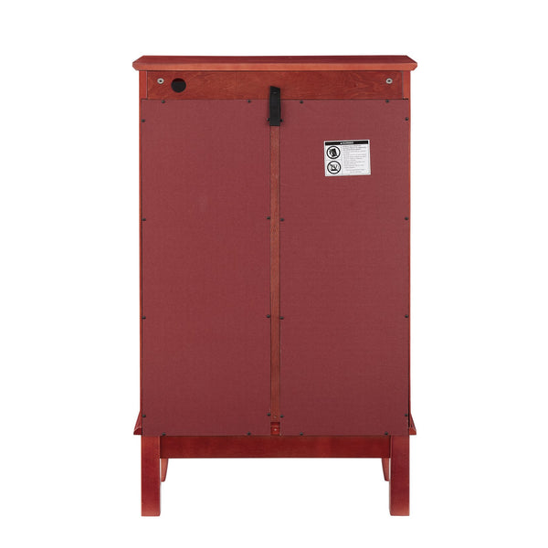 English Elm Elegant Illuminated Curio Cabinet with Tempered Glass, Mirrored Back, Adjustable Shelves & Anti-Tip Strap Cherry W1758P300123