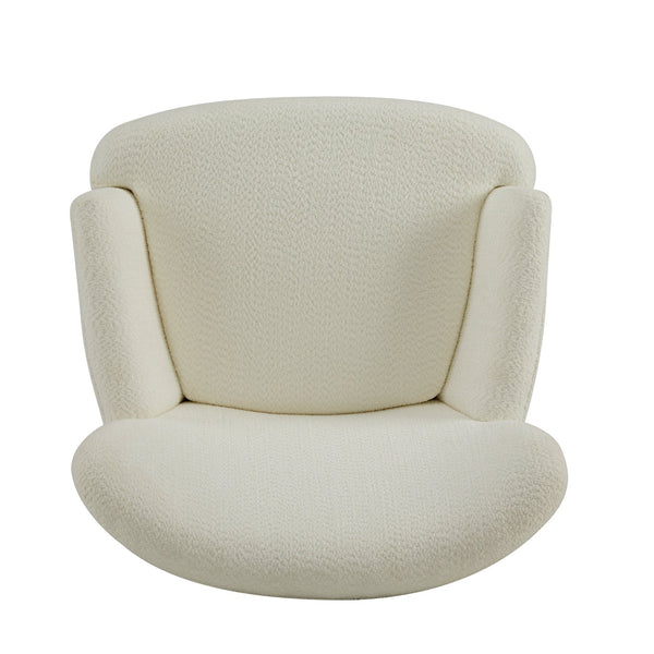 English Elm Christopher Knight Home® - Gerald Boucle Upholstered Club Chair with Tapered Birch Legs, Tonal Piping and Cozy Texture Off-White+Black 32.25 L x 27.75 W x 20.75 H N776P243710W