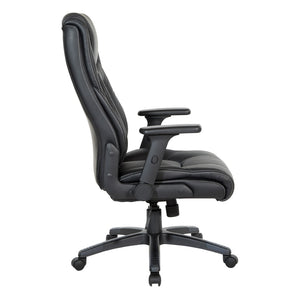 OSP Home Furnishings Exec High Back Bonded Leather Office Chair with Lumbar Support and Pneumatic Lift Black EC93580-EC3