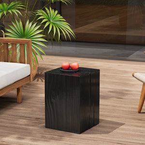 English Elm Christopher Knight Home® - Wood-Look Square-Column End Table, 18" H - Rustic Distressed Finish, Indoor/Outdoor Versatility, Black N770P291199B