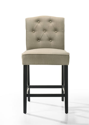English Elm Jasper Beige Fabric Counter Height Chairs Set of 2 with Black Wood Legs, Footrest Comfort Seating B061P291334