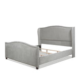 English Elm Carmen King Upholstered Wingback Panel Bed Frame, Silver Grey Polyester