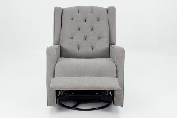 English Elm Swivel Manual Motion Glider Recliner with Diamond Tufted Back, Square Arms & 360° Comfort Rotation DARK GREY 31 L x 30 W x 26 H B089P240469