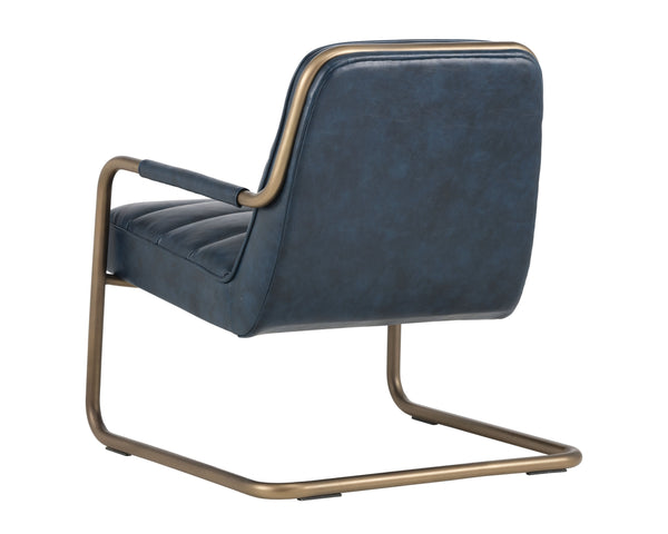 Sunpan Lincoln Lounge Chair – Retro-Inspired Design with Rustic Bronze Frame for Elegant Living Spaces Vintage Blue