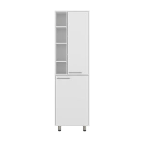 English Elm Kitchen Tall Pantry 80.3" H White Engineered Wood, 9 Shelves, 2 Drawers, Slim Freestanding Storage B097P395877