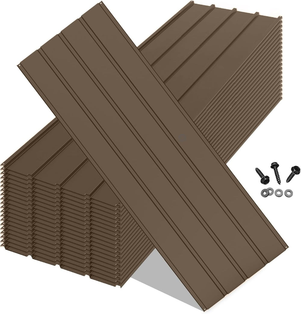 English Elm 20pcs Galvanized Steel Corrugated Roofing Panels Waterproof Outdoor Shed Pergola Kit W1859P471232