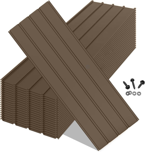 English Elm 20pcs Galvanized Steel Corrugated Roofing Panels Waterproof Outdoor Shed Pergola Kit W1859P471232