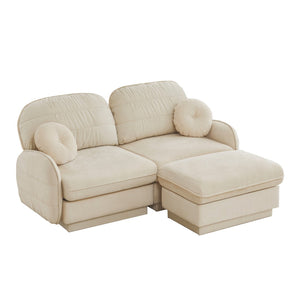 English Elm Chenille Cloud Loveseat with Quilted Back Pillows Deep Seat Comfort for Living Room W714S01748