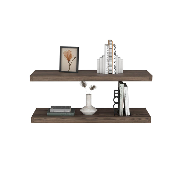 English Elm Ecco Floating Shelves Set of 2 — 31.5" Sleek Hidden-Bracket Display Shelves for Books & Decor Brown 32 L x 11 W x 4 H B070P234342