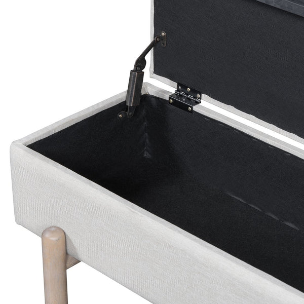 English Elm TREXM Farmhouse Upholstered Storage Bench with Lift-Top Hidden Compartment and Shoe Rack, Durable Comfort Natural N715P308014N