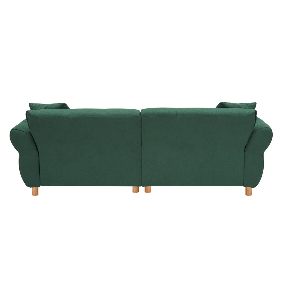 English Elm 93.70 Plush Teddy Sofa with Solid Wood Legs, 3-Seater Comfortable Sponge Cushions & Two Pillows Green W3356S00027