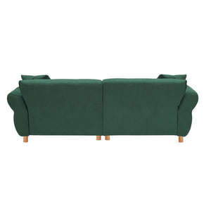 English Elm 93.70 Plush Teddy Sofa with Solid Wood Legs, 3-Seater Comfortable Sponge Cushions & Two Pillows Green W3356S00027