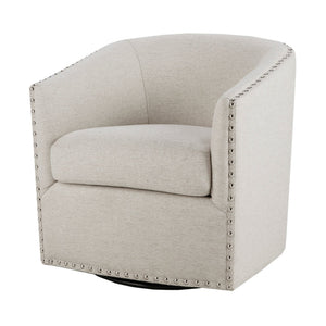 JLA Home Madison Park - Upholstered Swivel Barrel Chair with Nailheads and 360° Metal Base, Plush Foam Cushion, Versatile Elegance Natural Multi MP103-0236