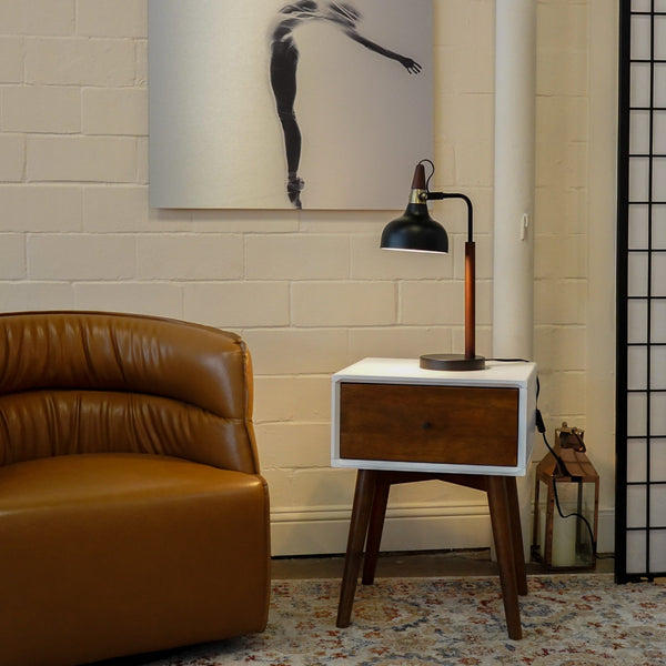 English Elm Ashcroft Furniture - New Compact Modern Desk Lamp - Stylish Black Cone Shade For Bedside, Study, Reading & Office Use B183P315124