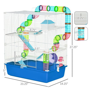 English Elm Pawhut Five Tier Small Animal Habitat with Tunnels Exercise Wheel and Ventilated Wire Frame W2225P173814