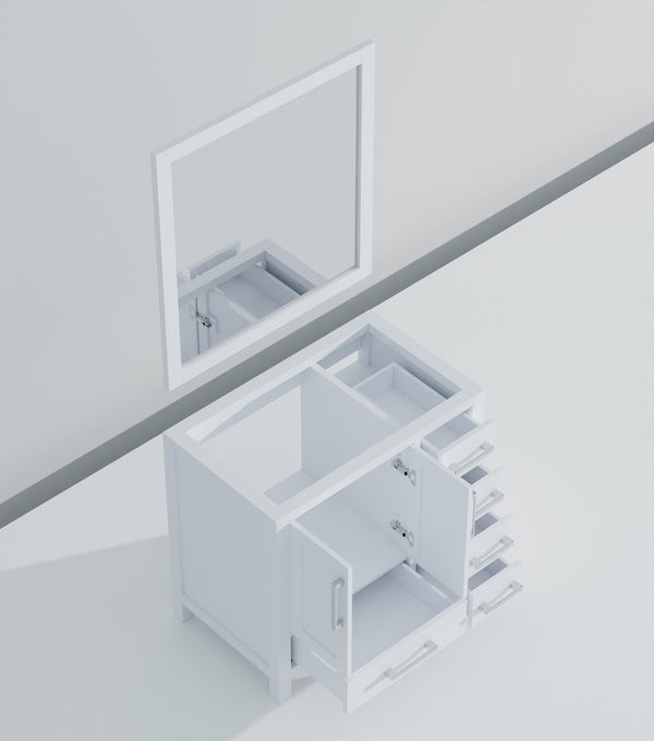 English Elm White Bath Vanity With 34 In. Mirror, 36 In. W X 22 In. D, Elegant Design & Ample Storage Solutions B2731S00506-GIGA