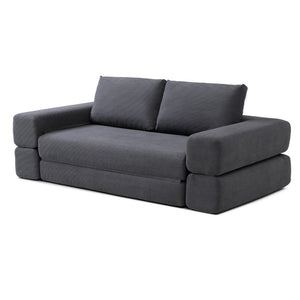English Elm 81'' Corduroy Floor Sofa Convertible Loveseat Futon Sleeper with Foam Fill and Pillows Gray W1117P459707