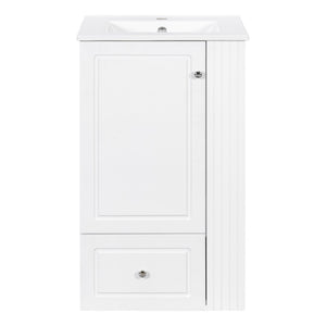 English Elm 20" Freestanding Bathroom Vanity Mdf Cabinet Ceramic Sink Open Shelves Powder Room White N725P364210K