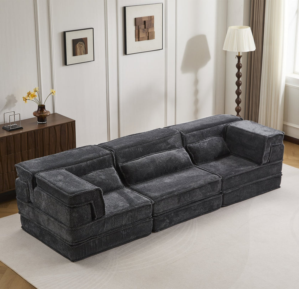 English Elm Compression Oversized Boneless Modular Sofa Bed - Versatile, No Assembly, Memory Foam Comfort In Dark Grey W3723S00021