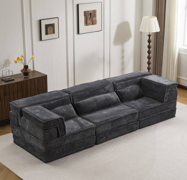 English Elm Compression Oversized Boneless Modular Sofa Bed - Versatile, No Assembly, Memory Foam Comfort In Dark Grey W3723S00021