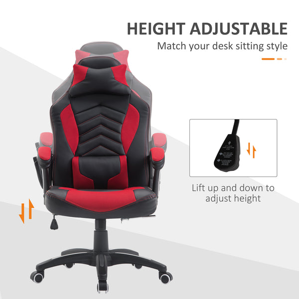 English Elm Homcom Racing Style Gaming Chair With 6-Point Massage, Heated Support, Adjustable Height & Recline W2225P217485