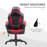 English Elm Homcom 6 Vibrating Point Massage Computer Gaming Chair 5 Modes, Racing Style Heated Desk Chair Swivel Rolling Chair With Headrest, Red / Black