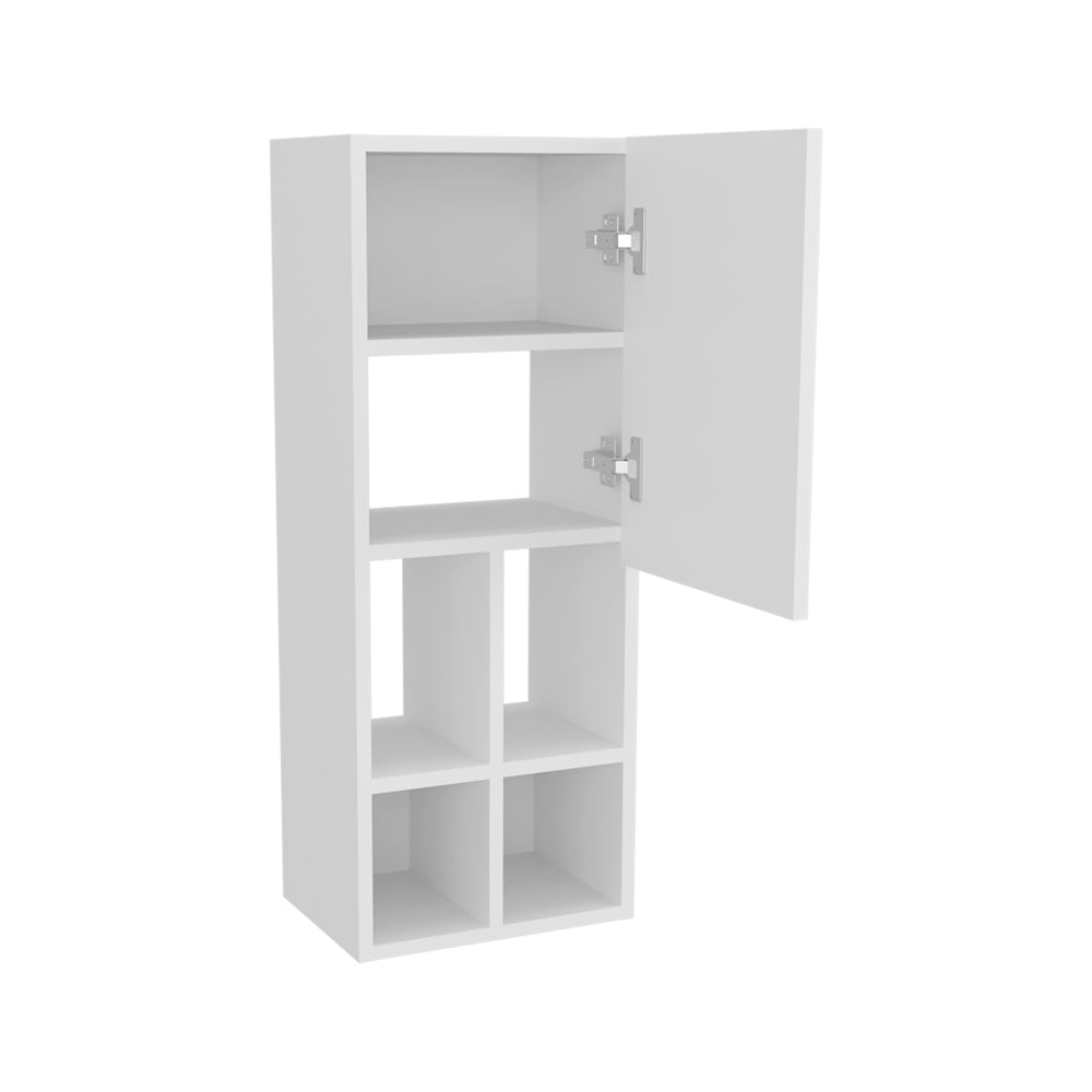 English Elm Malden Wall Cabinet White - 6-Compartment Engineered Wood, Wall-Mounted Space-Saving Modern Bathroom Storage B092P315577